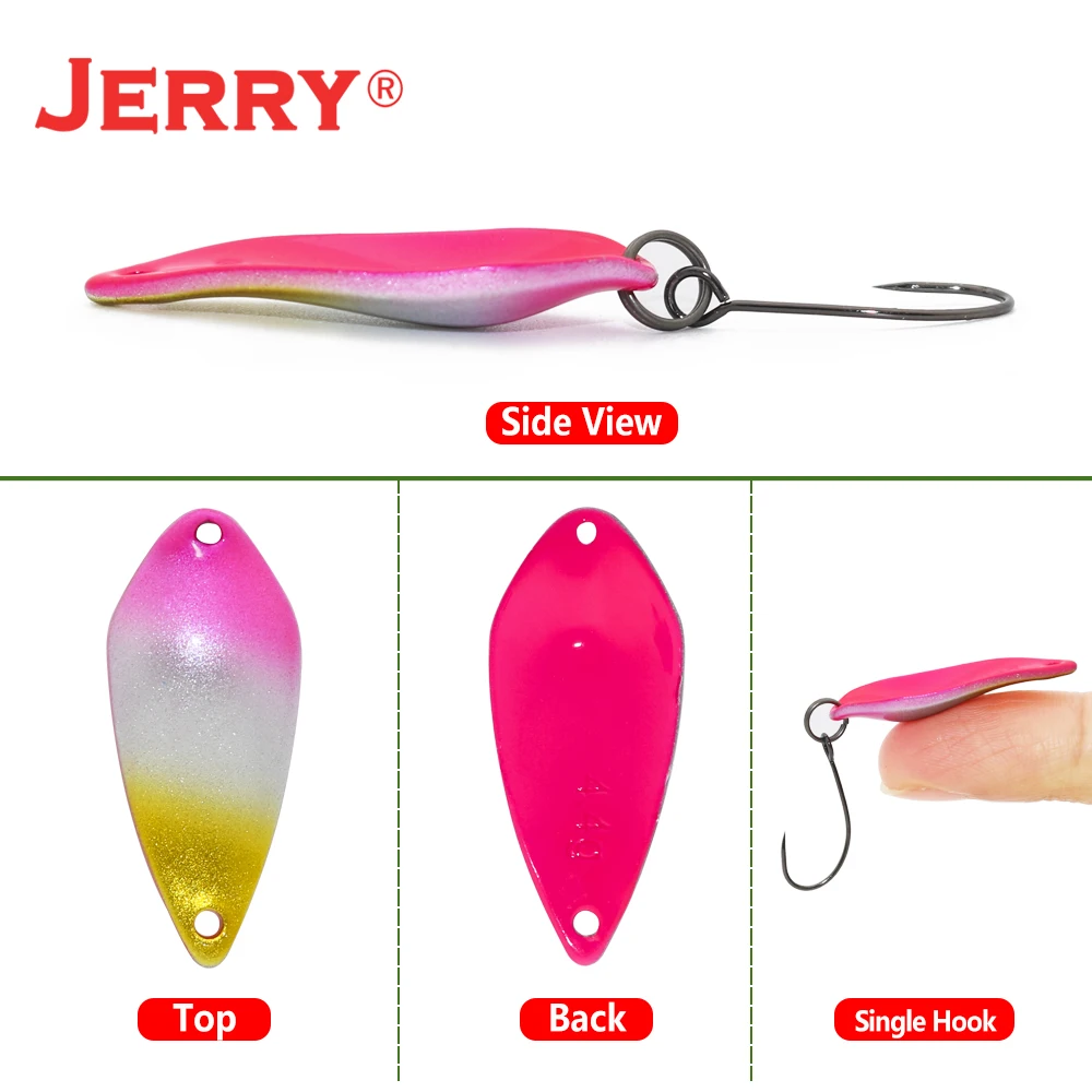 Jerry Ares-Señuelos de Pesca con cuchara de Metal, cebo Artificial Wobbler de 4,4g, trucha, lubina, aparejos de Pesca giratorios - imagen 4