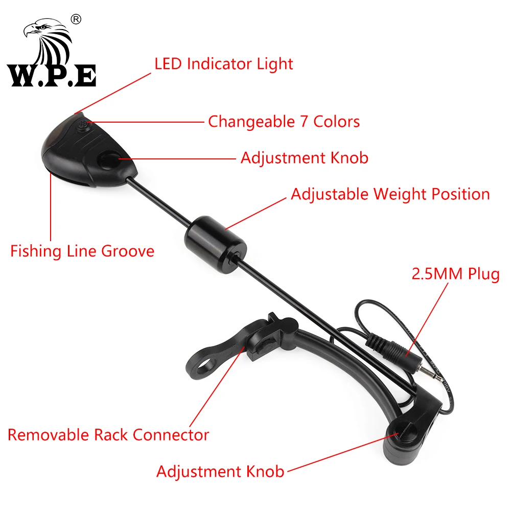 Swinger de pesca de carpa, indicador de mordida LED electrónico iluminado, accesorios de aparejos de pesca, 1 Uds. - imagen 4