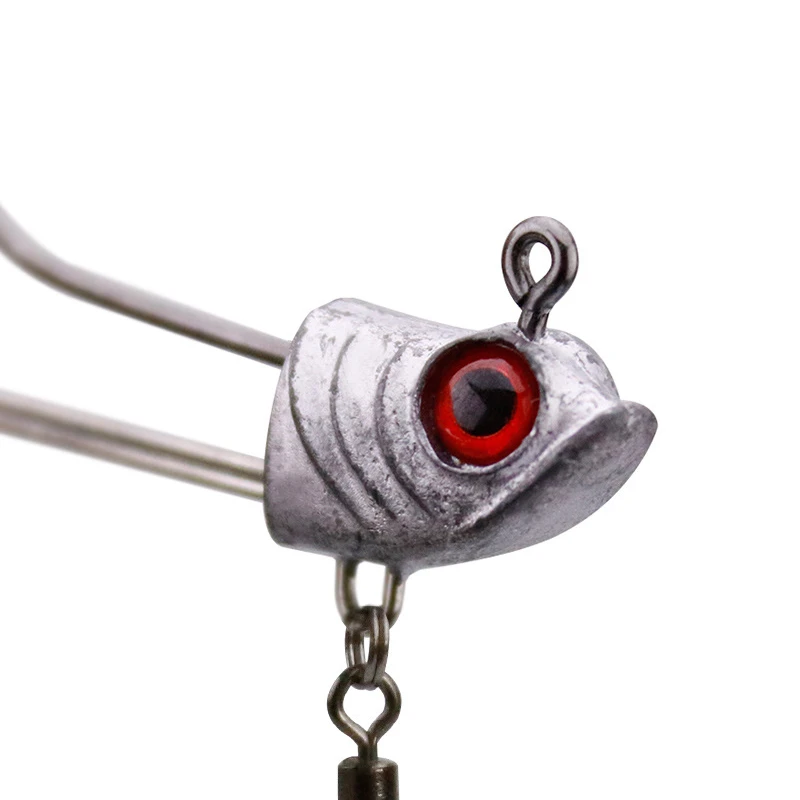 Anzuelo de cabeza de pez, cebo oscilante con doble gancho para cebo blando, accesorios de pesca, 7g/10g/17g, 3 piezas - imagen 3