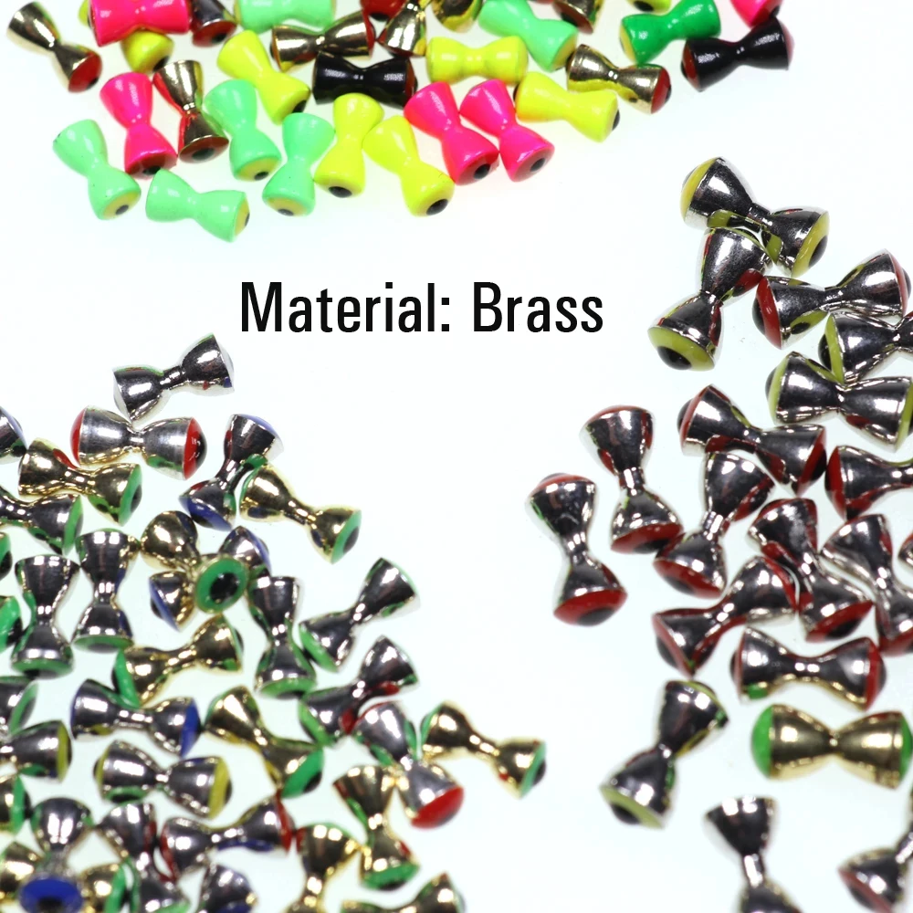 WIFREO 12 Uds. Mancuernas de latón realistas 3D ojos de pez atado de moscas ojos de reloj de arena cuentas de pesas atado de moscas Material de atado de moscas - imagen 5