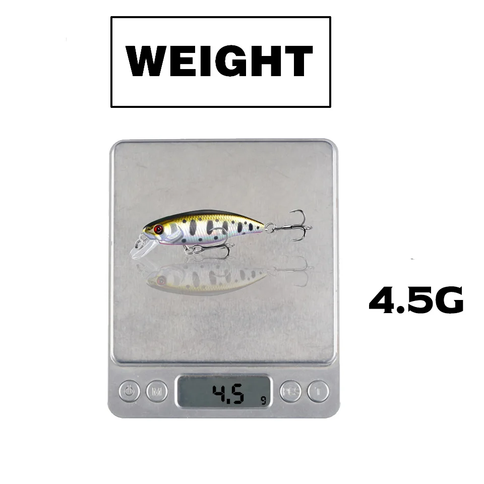 Señuelos de Pesca de pececillos de 1 piezas, Wobblers, 53mm/4,5g, cebo duro de piscardo, perca japonesa, salmón, trucha, lubina