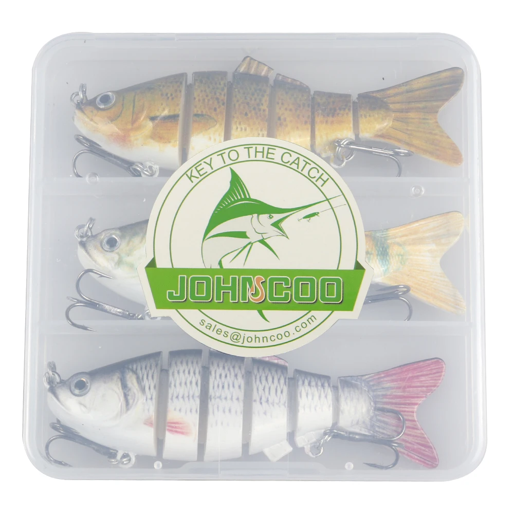 JOHNCOO-Juego de Señuelos de Pesca, Kit de cebos artificiales duros de 6-8 segmentos, Swimbait, trucha, Lucio, Wobblers de hundimiento múltiple, 12cm, 21g, 3 uds. - imagen 5