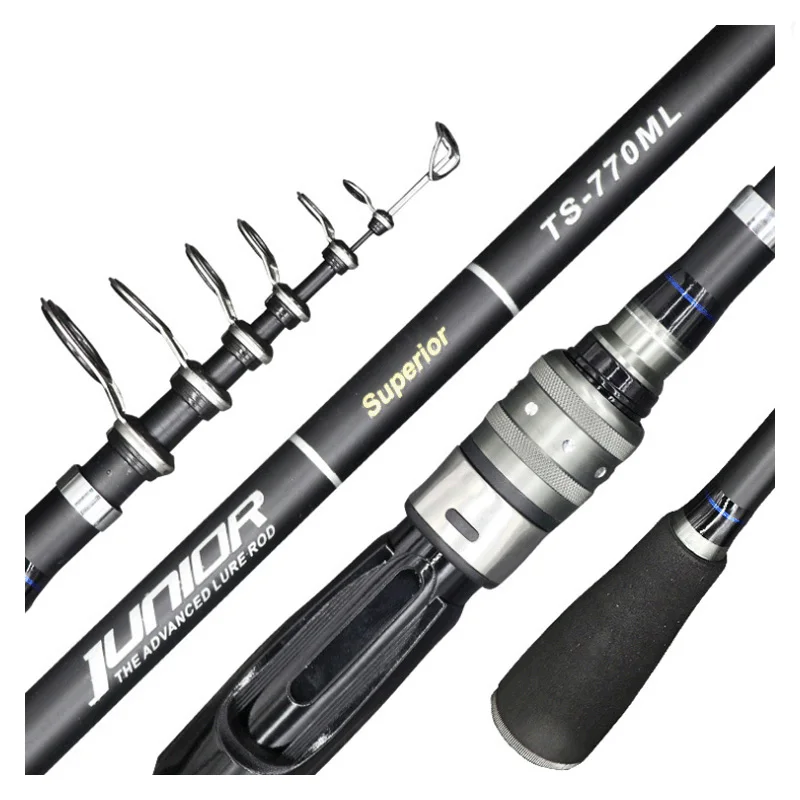 Caña retráctil Luya con mango recto, mango de pistola para todas las aguas, portátil, de fundición larga de carbono, equipo de aparejos de pesca X617G - imagen 5