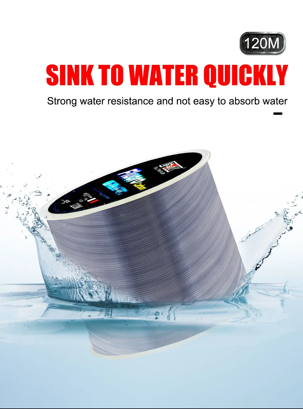 Hundir rápidamente esta fuerte línea de pesca resistente al agua en las profundidades