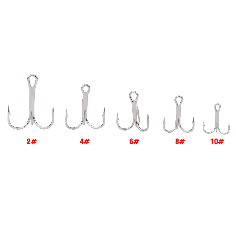 50 unids/lote 2/4/6/8/10/12/14 #   Anzuelo de pesca negro/dorado/plateado, Material de carbono de acero alto, tres ganchos, herramientas de aparejos de pesca - imagen 4