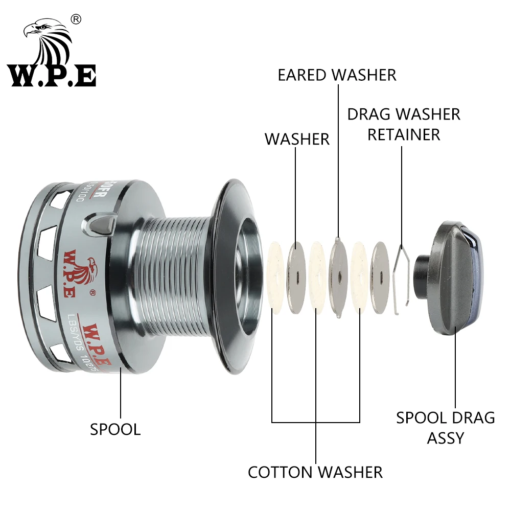 W.P.E-carrete de pesca giratorio TB12 30FR/40FR/50FR/60FR 9 + 1BBs, sistema de arrastre delantero y trasero, aparejos de pesca de carpa de agua dulce - imagen 2