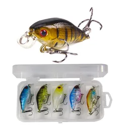 5 unids/set Mini cebo de manivela Wobblers flotantes para juego de Señuelos de Pesca Wobblers cebo Artificial 4,5mm 4,2g peces falsos señuelos duros Minnow