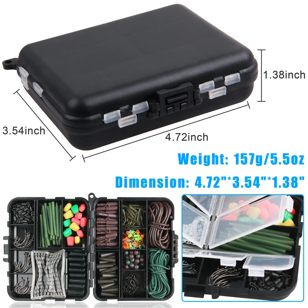 Caja de aparejos de pesca de carpa, ganchos giratorios de seguridad, tornillo de cebo, mangas antienredos, cuentas, accesorios de cebos de maíz, 233 unids/lote - imagen 5