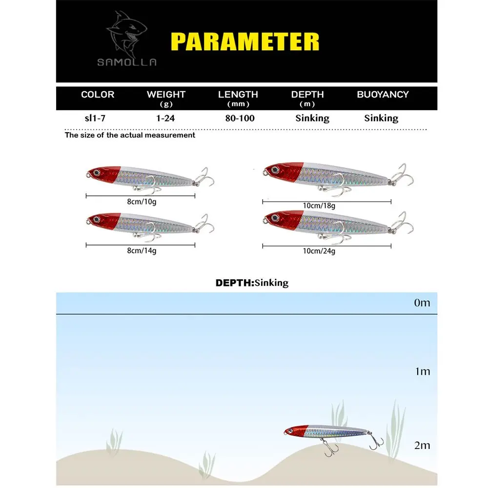 Lápiz Artificial para pececillos, señuelo de pesca de plástico duro con doble anzuelo, cebo biónico, 75mm, 100mm - imagen 2