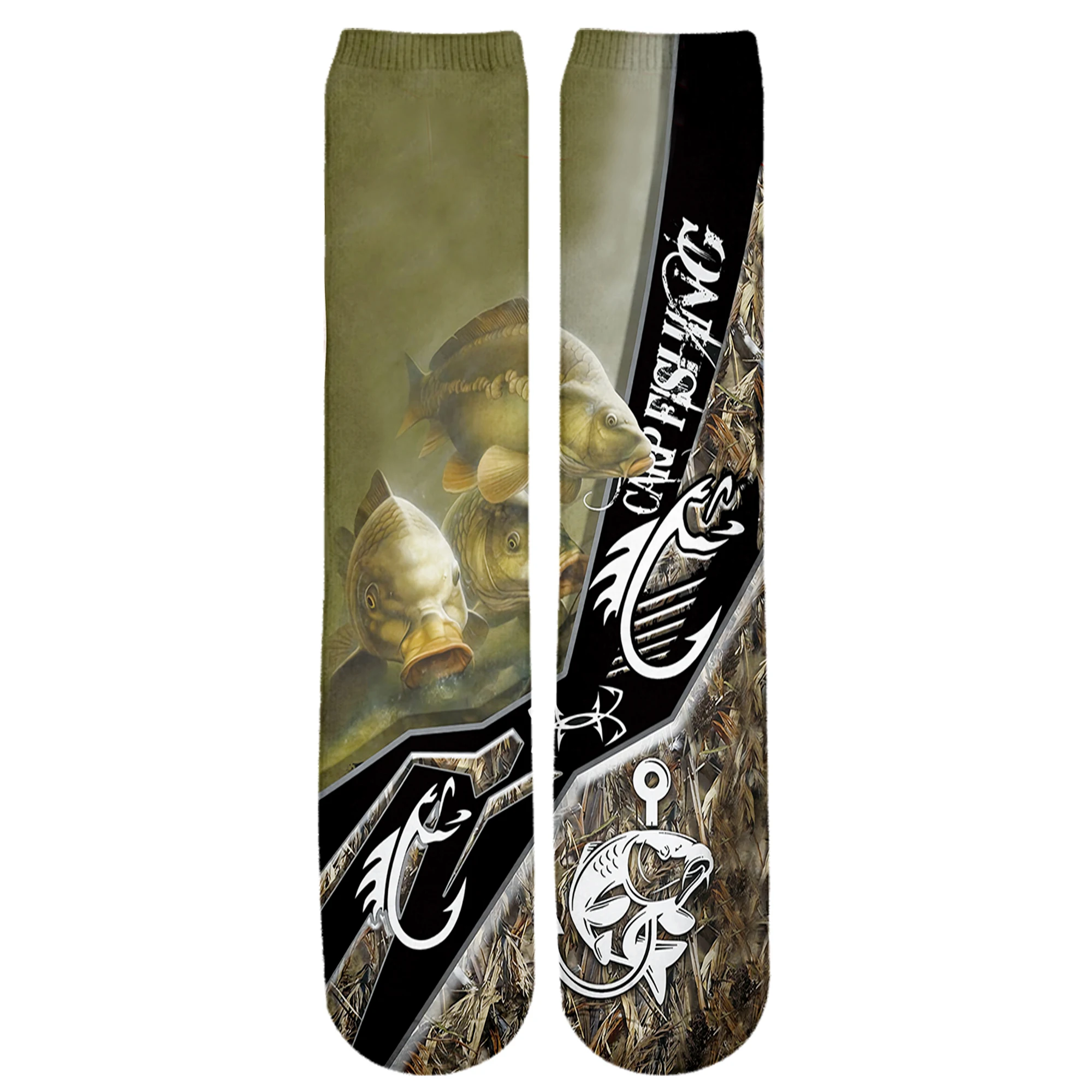 Calcetines de marca Envío Directo 2025 Nuevos calcetines de moda para hombre Pesca de perca amarilla en la piel Impresión 3D Calcetines casuales hasta la rodilla unisex - imagen 3