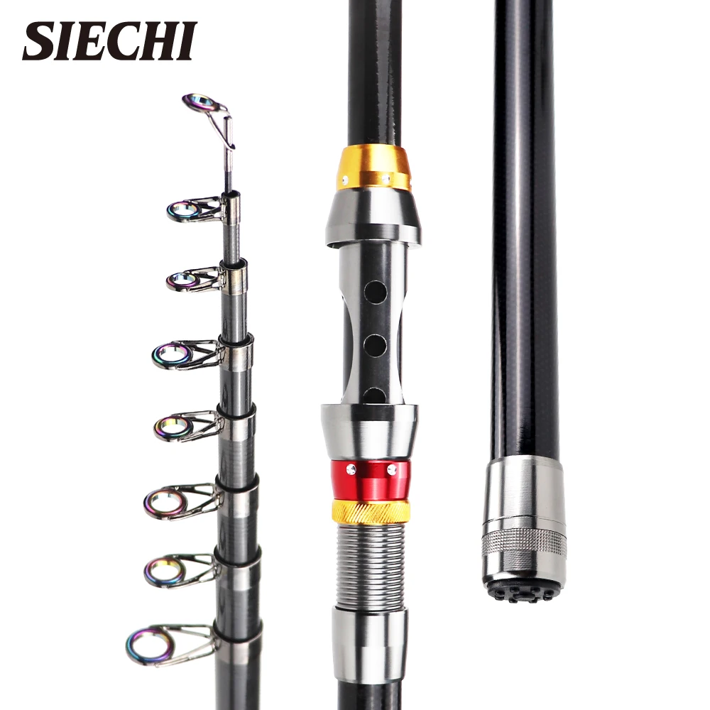 SIECHI-caña de pescar giratoria, caña de pescar telescópica de carbono para trucha, carpa, aparejos de mar, 1,8 m-3,6 m - imagen 3
