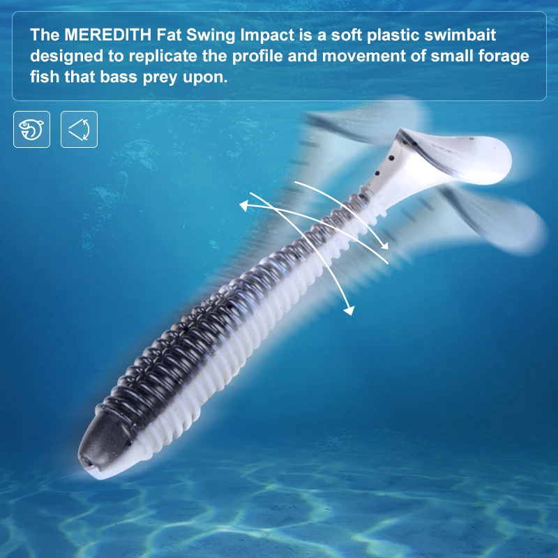 MEREDITH Señuelo de Pesca con Forma de Cola de Pez, Cebo, Suave, Silicona, Ideal para Lubina, Tamaños 75 mm, 85 mm, 180mm - imagen 5