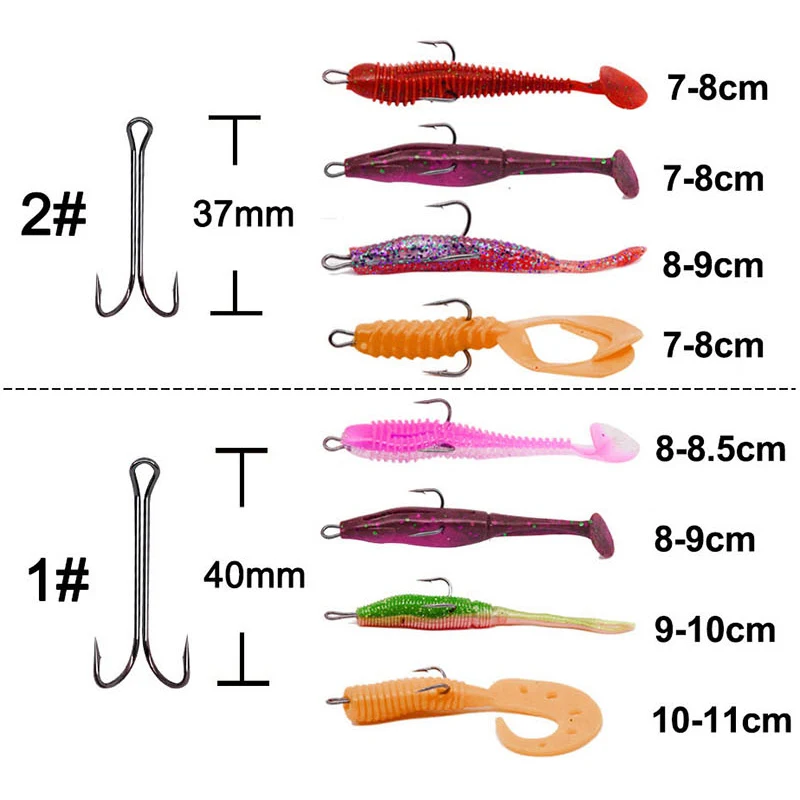 20 Uds con caja, anzuelo doble de vástago largo, anzuelo de pesca sin malezas, atado de moscas, anzuelo doble para Jig Bass, aparejos de pesca para señuelo suave - imagen 5