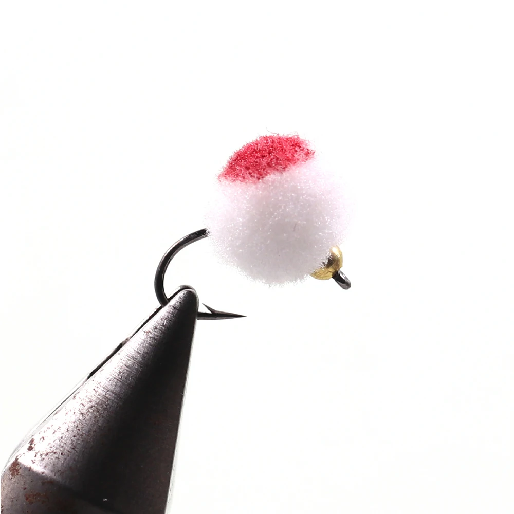 ICERIO 12PCS # 10 Micro huevos mosca ninfa insectos mosca húmeda imitar salmón Roe Glo-bug forma mosca para trucha Grayling Char Señuelos de pesca cebos - imagen 5