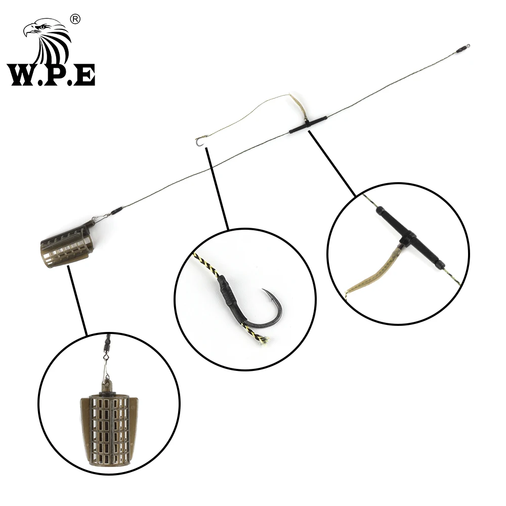 W.P.E 1 Uds. Grupo de anzuelos de pesca de carpa 30g/40g/50g/60g/70g línea trenzada de núcleo de plomo Europa juego de aparejos de anzuelo de carpa con aparejos de anzuelo afilados - imagen 4