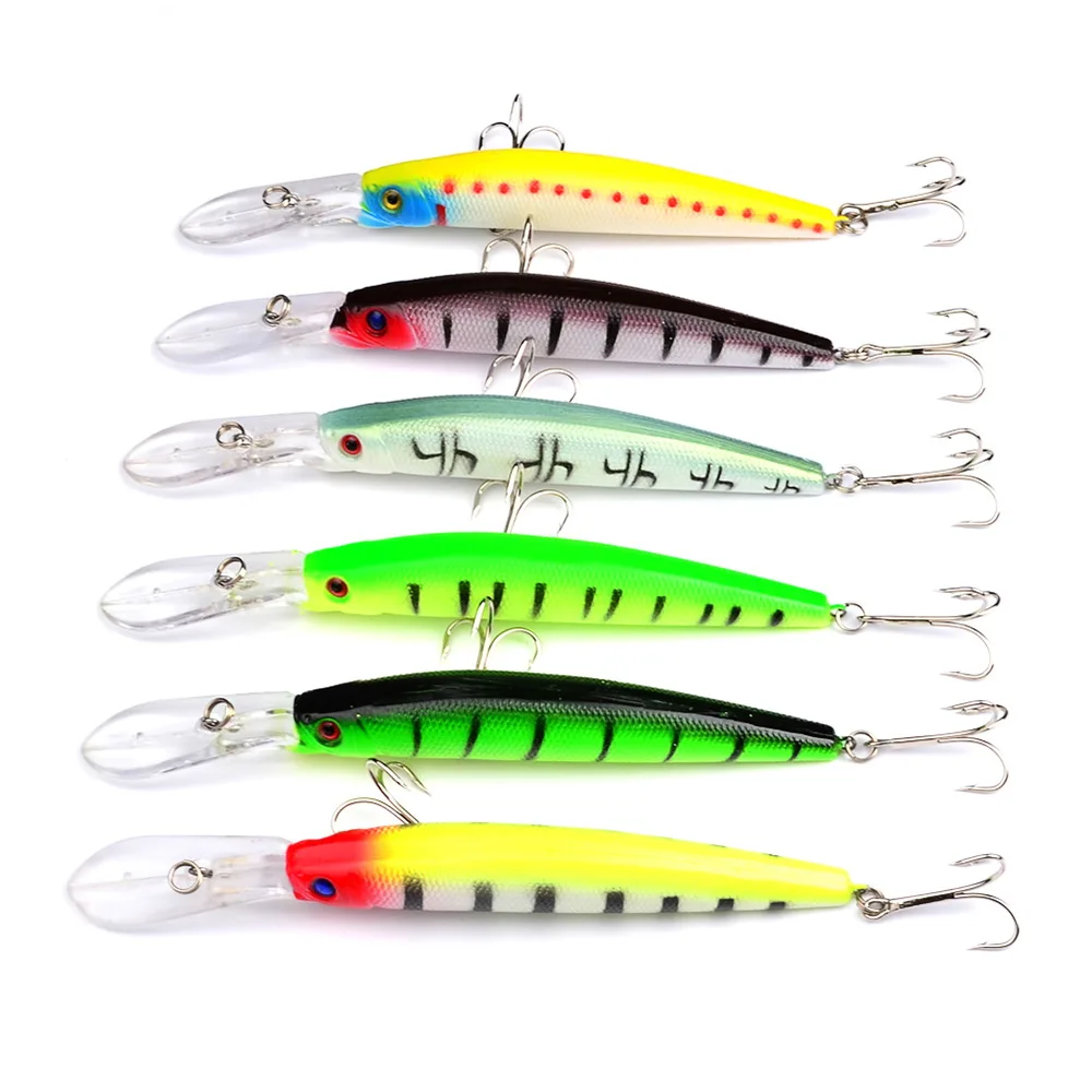 Minnow-Señuelos de Pesca Wobbler, cebo duro de 145mm y 15,5g con 6 ganchos #, Crankbait, a rayas, para perca de Lucio - imagen 4