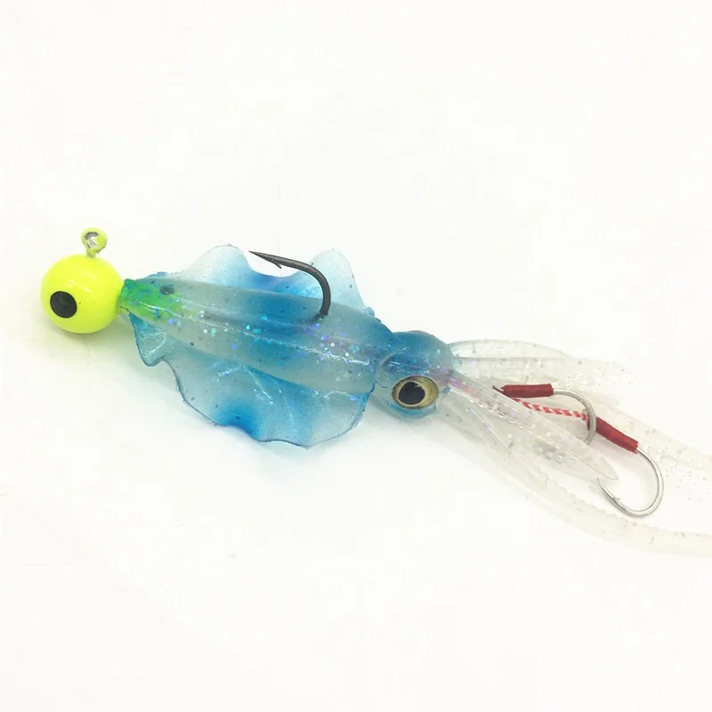FLYSAND-falda de calamar de pulpo luminoso, cebo Wobbler de pesca marina, plantilla de calamar, señuelo de atún, anzuelo de cabeza de 130mm, señuelo suave de pesca - imagen 5