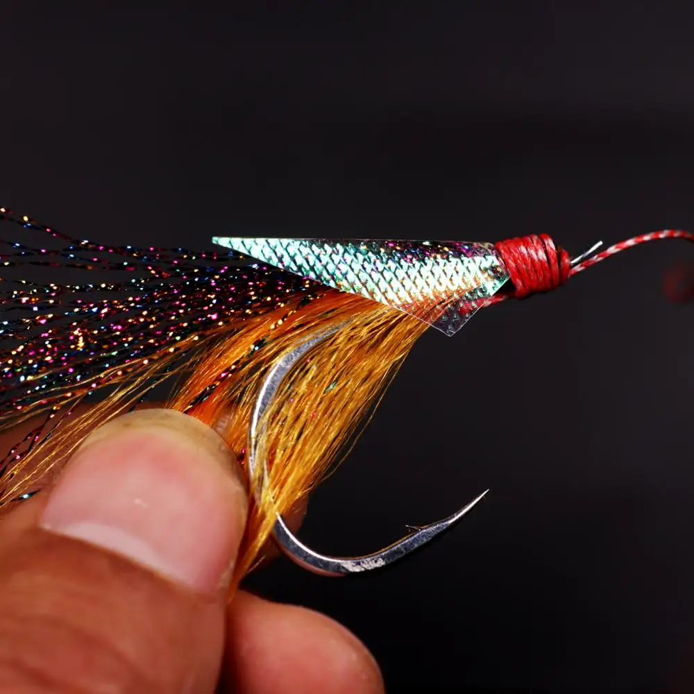 20 piezas de plástico transparente para pesca en agua salada, lámina de piel de pescado en relieve con perlas, aparejo Sabiki, Serpentina, Material de atado de moscas de camarones, 5x10cm - imagen 3