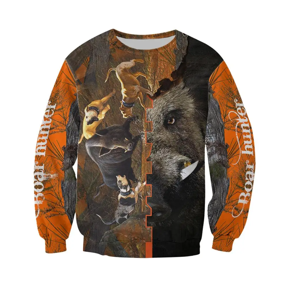 Animal jabalí cazador naranja nuevo 3D impreso Sudadera con capucha para hombre Harajuku sudadera Unisex chaqueta Casual pulóver sudadera hombre KJ063 - imagen 5