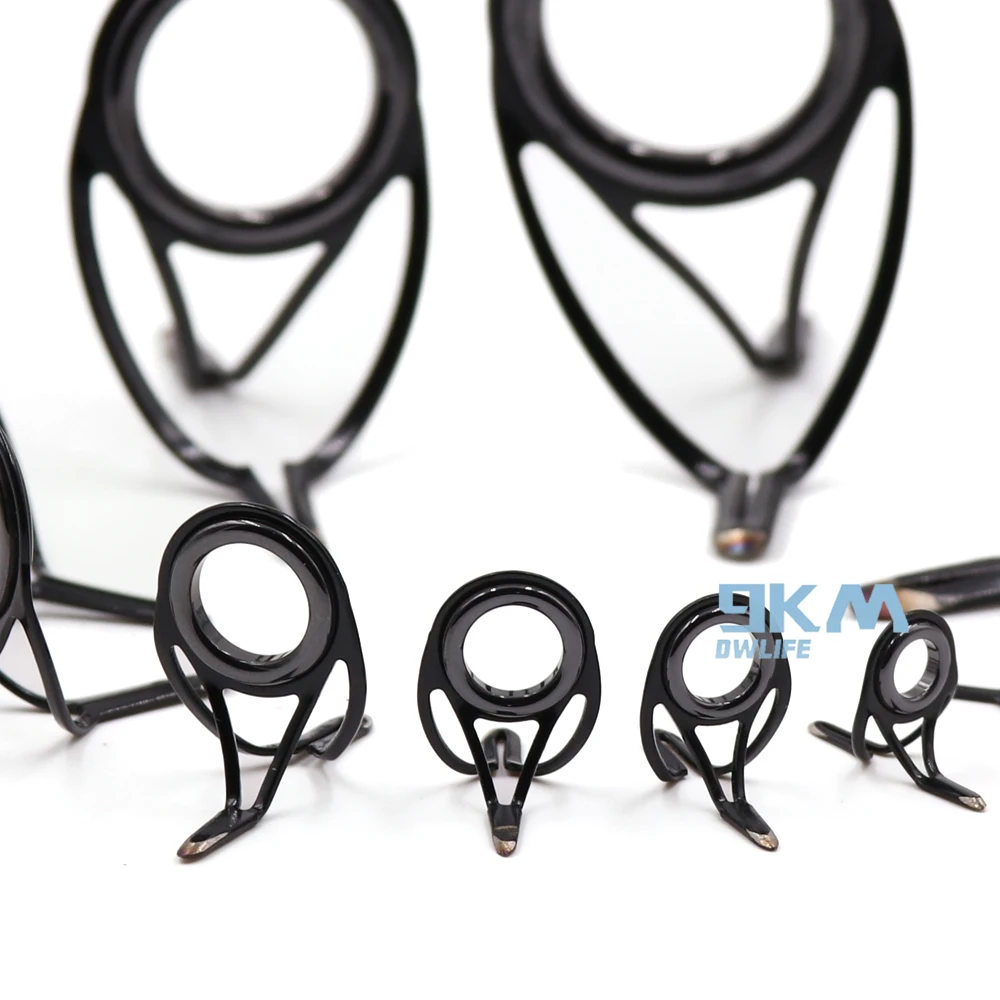 Guías de caña de pescar 50 ~ 120 piezas Kit de reparación negro construcción resistente 6 # -50 # Pesca en agua dulce y salada de acero inoxidable y cerámica - imagen 4