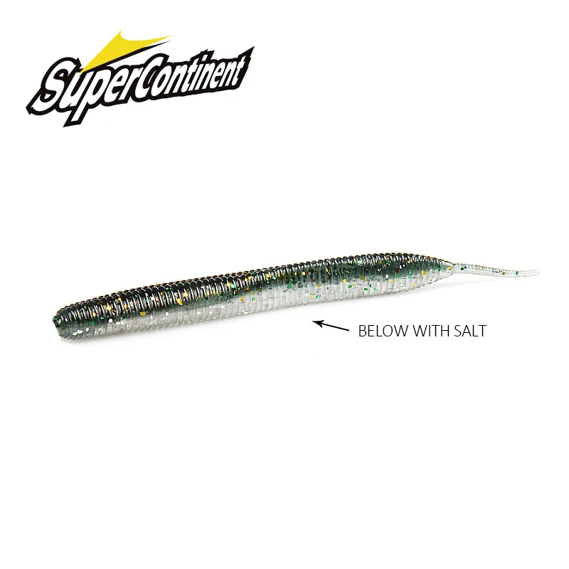 2019 Supercontinent gusano recto con cola de aguja ahora caliente cebo de silicona de doble color de 100 mm