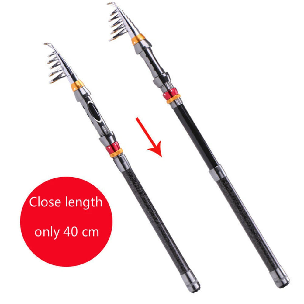 Caña de pescar telescópica de fibra de carbono, carrete de pesca duro telescópico, rueda portátil de viaje, 1,8-3,6 m, X120G - imagen 4