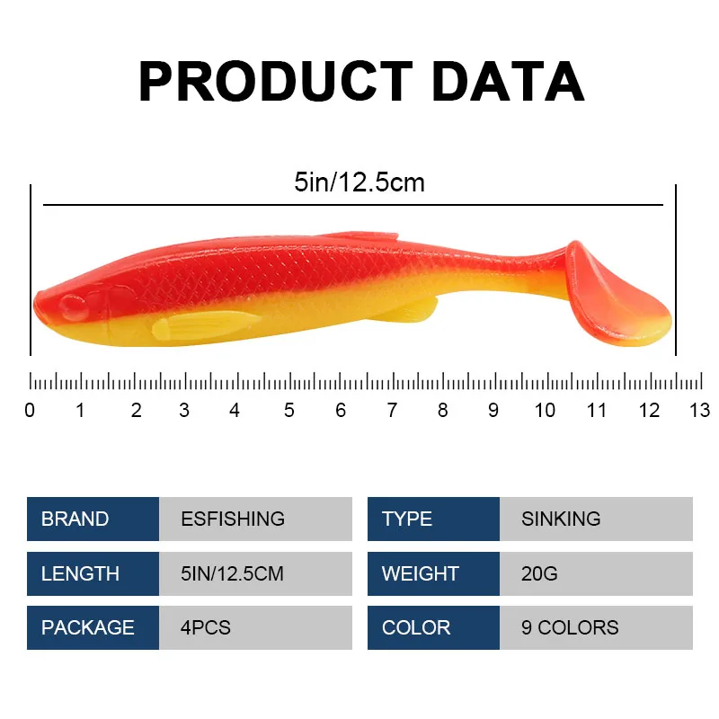 KESFISHING 5 "20g Bleak Paddle Tail cebos de plástico blando Swimbait T T T Tail Wobblers Pesca Señuelos de Pesca artificiales - imagen 5