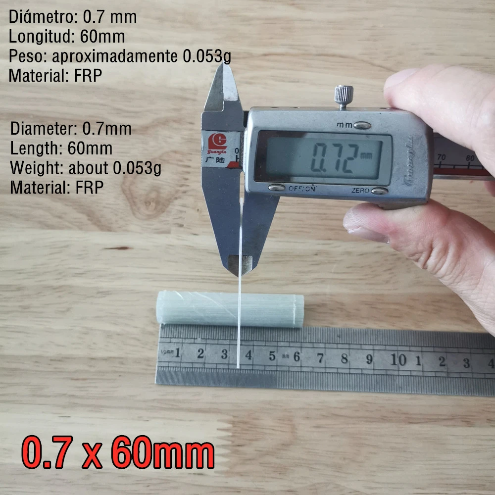 Varilla de fibra de vidrio para anzuelo de calamar, accesorios para cebo de pesca, palo de plantilla de fibra de vidrio, 60mm, 500/0,7/0,9. 1/1.3/1.6/1. 6, 8/2 Uds. - imagen 2