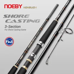 NOEBY Shore Casting Spinning Angelrute 3,05 m 3,35 m H XH 3 Abschnitt Fuji Guide DPS Rollenhalterrute für Wolfsbarsch Angelrute