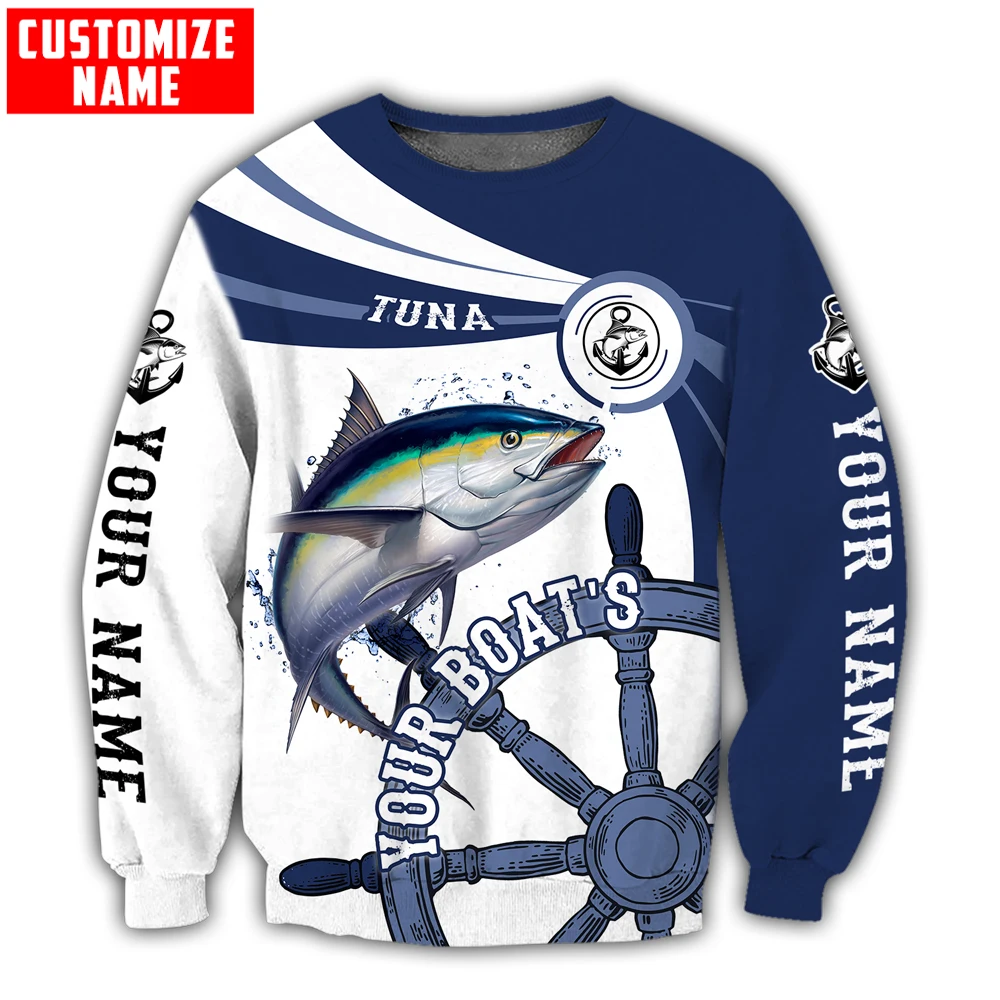 Nombre personalizado equipo de barco de pesca de atún impresión 3D Sudadera con capucha y sudadera para hombre otoño Unisex Sudadera con capucha con cremallera chándales casuales KJ774 - imagen 4