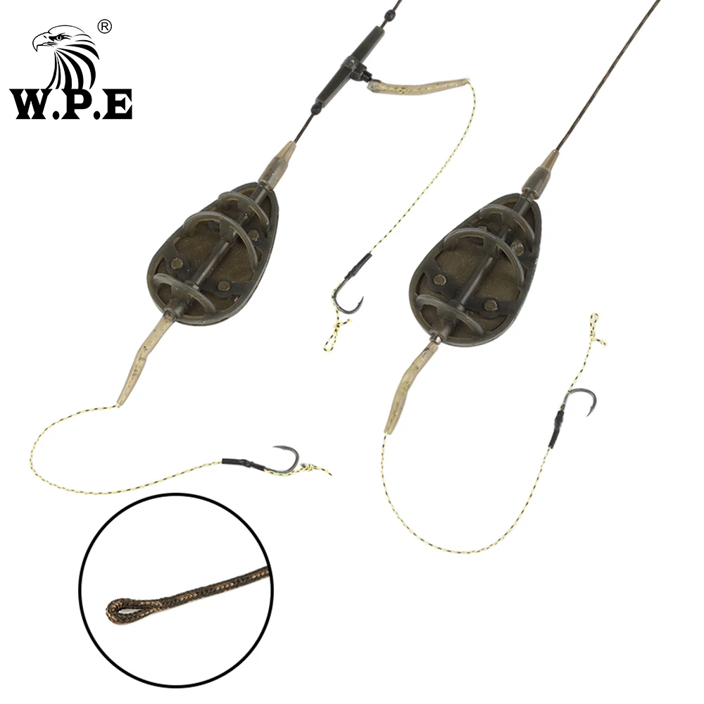 W.P.E-pesca de carpa, 1 unidad, 40g-80g, método de grupo de pesca de carpa europea, alimentador, taladro, núcleo de pelo, método de alambre, aparejos de pesca de arco plano