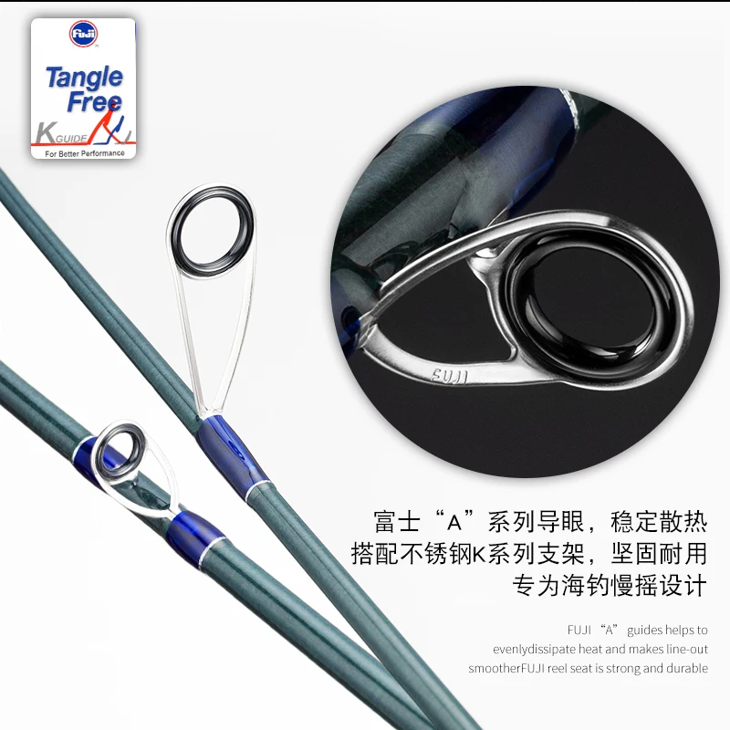 ECOODA-caña de pescar de fibra de carbono, cañas de fundición giratorias, color azul cian, 1,73 m, 1,83 m, 1 sección - imagen 3