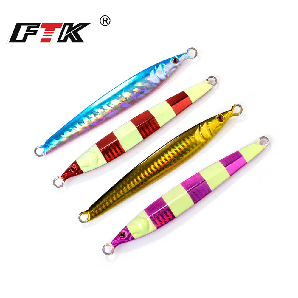 FTK 100g 120g 150g 200g 250g 300g plantilla de Metal señuelo de pesca de mar plomo luminoso Jigging señuelo de pesca lubina - imagen 2