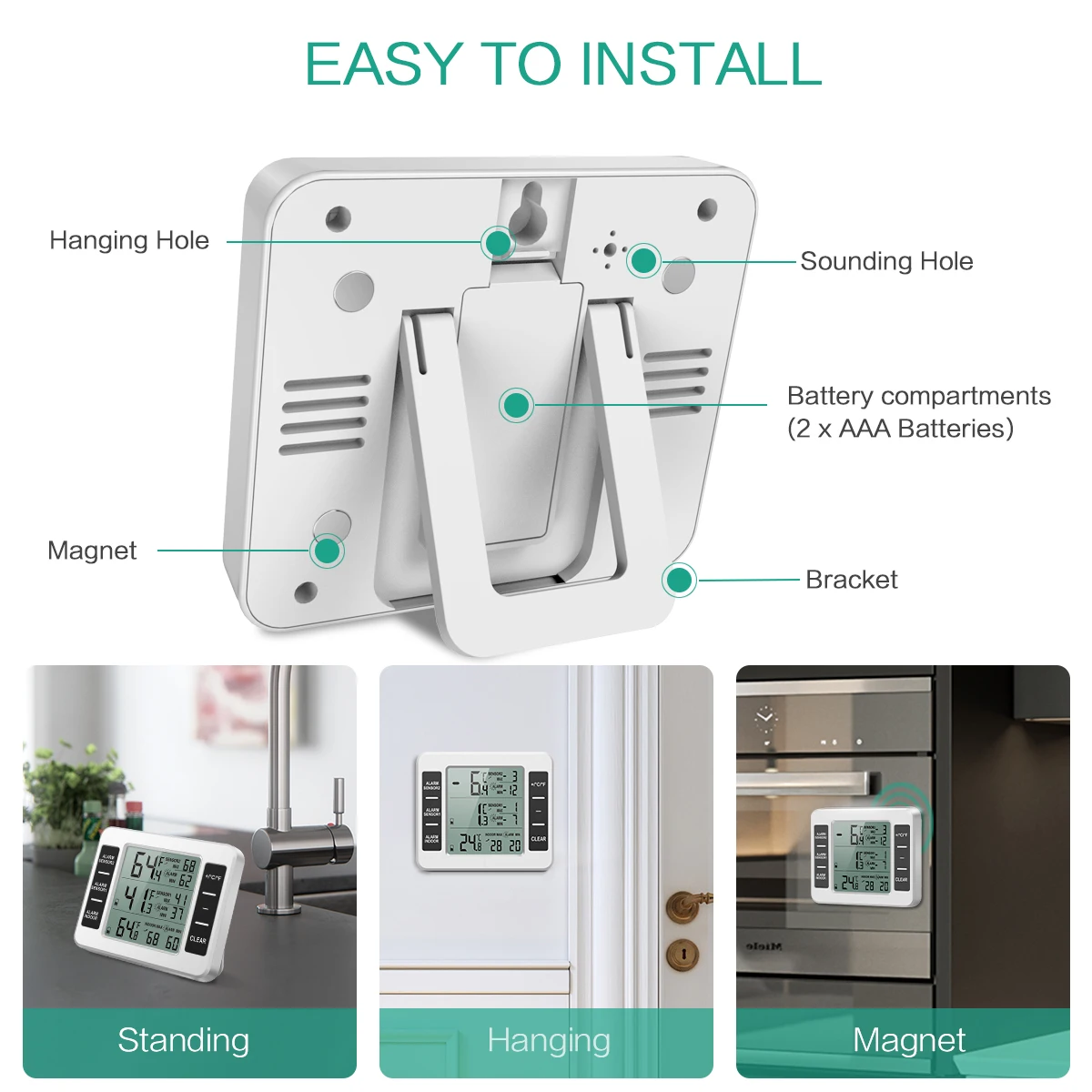 Termómetro Digital Inalámbrico para nevera y congelador con sensor remoto - imagen 3