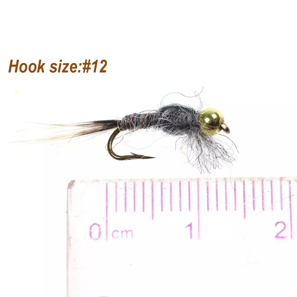 Wifreo-señuelos artificiales para pesca, cebo de pesca con forma de liebre, ninfa, Mosca, trucha, ninfa, 10 Uds., 12 # - imagen 4