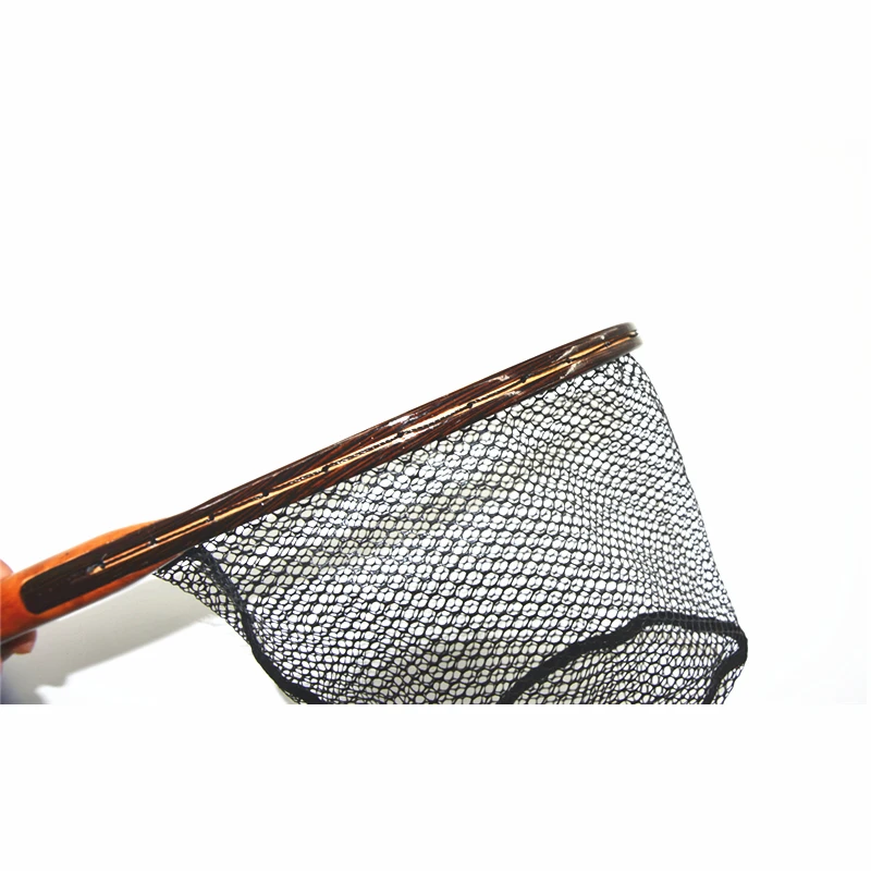 TAKEDO-Red de aterrizaje de pesca con mosca, Red de trucha de malla de goma suave, Cinnamomum Camphora, Red de captura y liberación con mango de madera, TKL003 - imagen 4