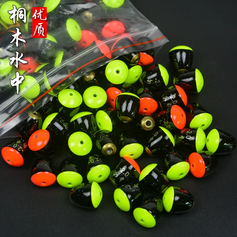 Boya de aparejo subacuático, Kit de pelota de hundimiento para pesca en roca, accesorios de aparejos de pesca de plomo de madera de Paulownia de la fortuna, lote de 5 piezas en oferta - imagen 4