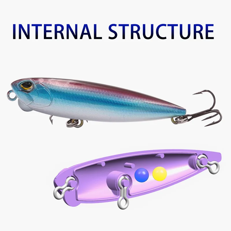 Wondershot-señuelo de pesca D09, lápiz flotante, 65mm, 5,3g, señuelo de lubina, Swimbait, cabeza de serpiente, cebo duro Artificial - imagen 4