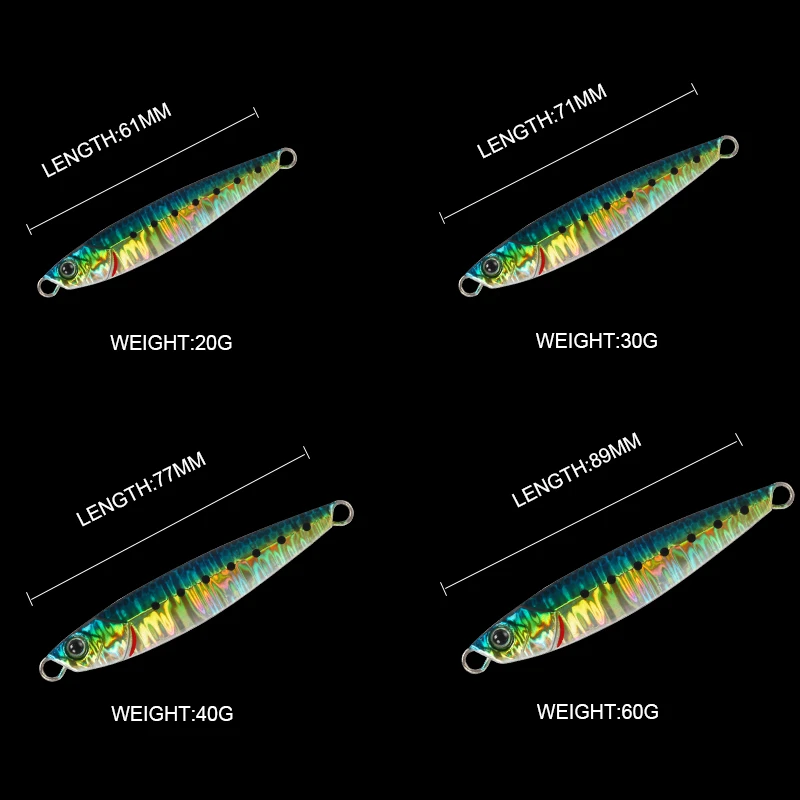 Cuchara de plantilla de Metal para trabajo mágico, 20g, 30g, 40g, 60g, cebo tipo lápiz que se hunde, plantilla de fundición, pez, lubina, señuelo de pesca, cebo Artificial - imagen 2
