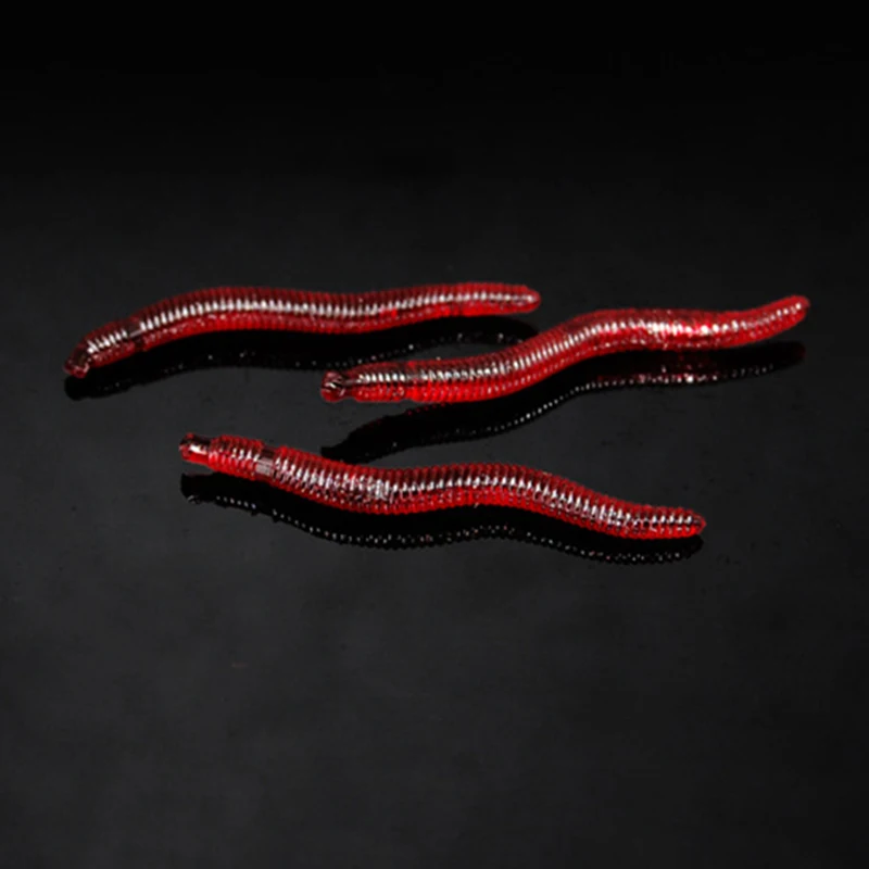Señuelo de pesca realista con olor a pescado, señuelo suave rojo, simulación de lombriz de tierra, gusanos luminosos, Artificial, para carpa, 20-100 piezas - imagen 4