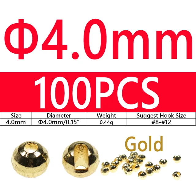 100PCS 4.0mm Gold
