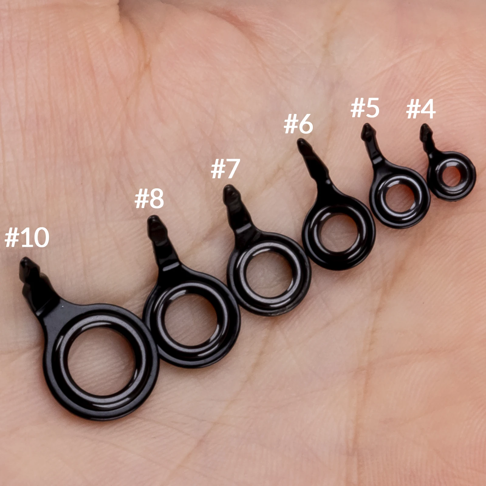 THKFISH 60 piezas Kit de reparación de guías de caña de pescar # 4- # 10 accesorios de aparejos de pesca de repuesto de reparación de anillo guía de caña de pescar - imagen 4