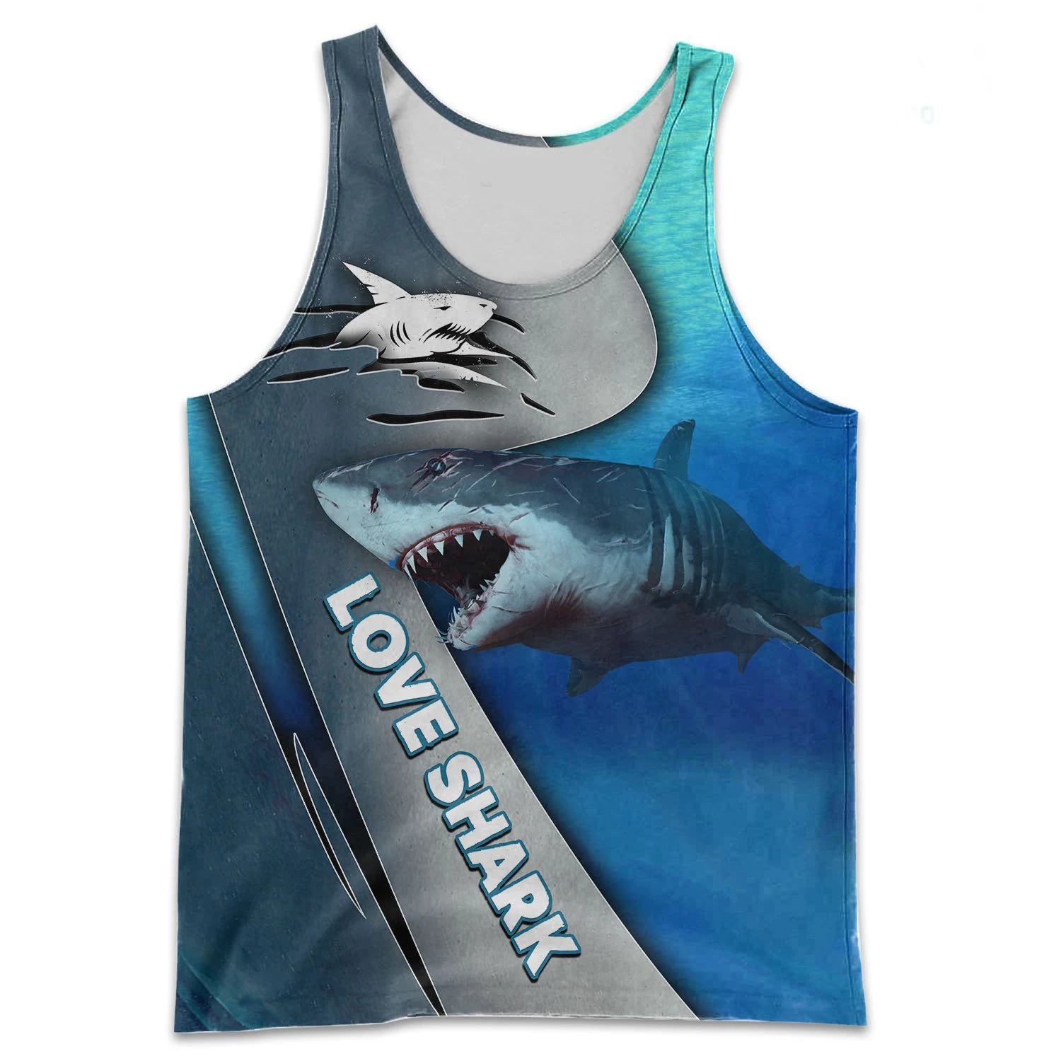 Hermoso tiburón de amor 3D completamente estampado hombres chaleco Harajuku moda sin mangas camiseta verano streetwear camiseta sin mangas Unisex BX008 - imagen 4