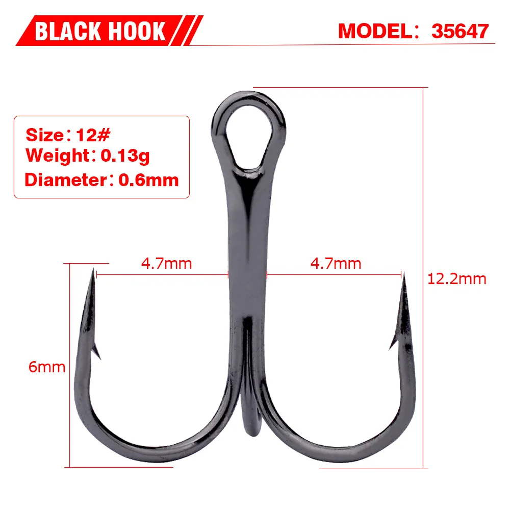 Un modelo de gancho negro 35647 que mide 12 mm de tamaño, pesando 0