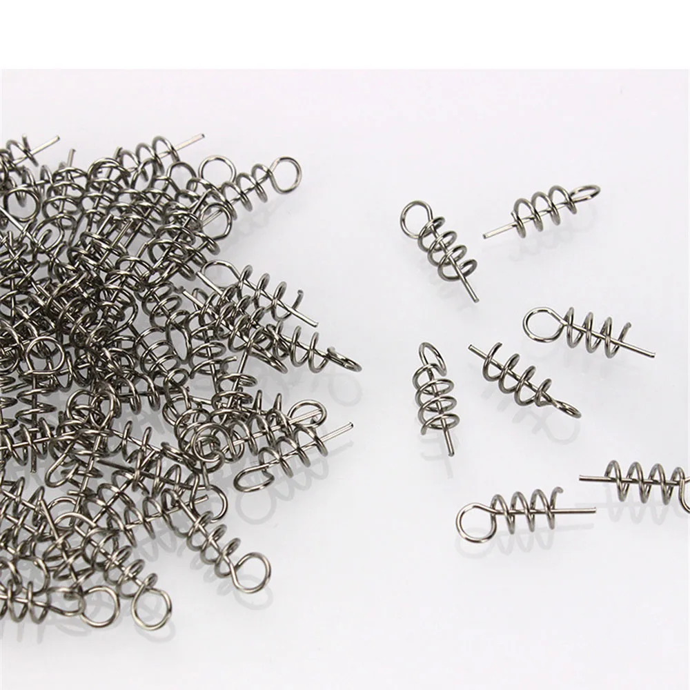 Pin de bloqueo de resorte de Pesca, gancho de manivela, Conector de Pesca de acero inoxidable, accesorios de cebo blando, aparejos de Pesca, 50/100 Uds. - imagen 5