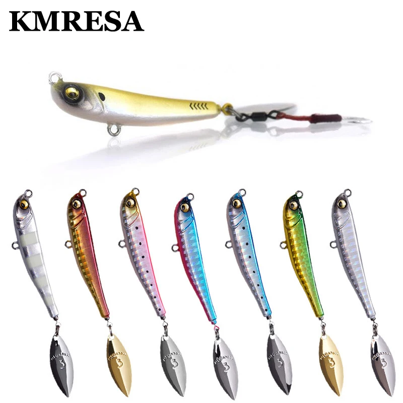Señuelos giratorios de Metal para Pesca, cebos duros giratorios con vibración VIB, cuchara giratoria de 62mm y 30g, para trucha, aparejos de Pesca de invierno - imagen 2