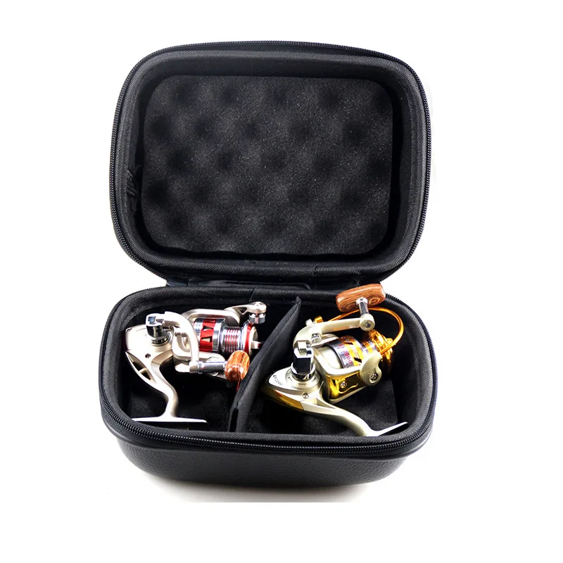 Bolsa de carrete de pesca de gran capacidad, paquete de carcasa dura de cuero, caja de herramientas de rueda de pez esponja a prueba de golpes, bolsa de almacenamiento - imagen 4