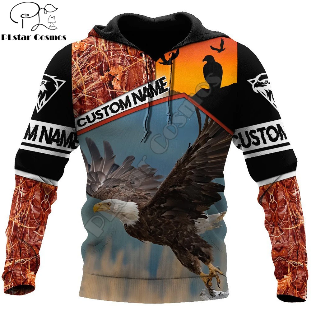 Nombre personalizado Animal amor águila 3D impreso moda hombres otoño Sudadera con capucha ropa de calle Unisex Casual chaqueta con cremallera pulóver KJ517