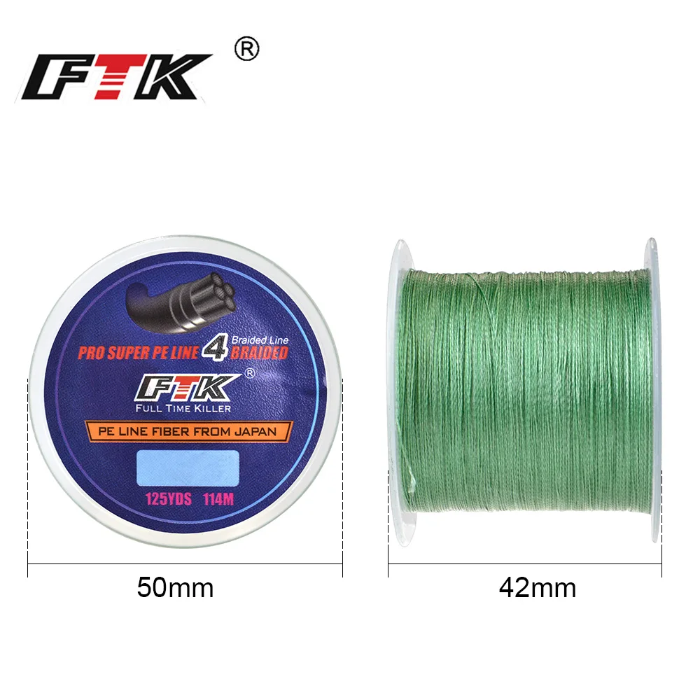 FTK-Cable trenzado para pesca, línea de fibra multifilamento para agua salada, 114M, 125 yardas, 0,10mm-0,40mm, 8LB-60LB - imagen 5