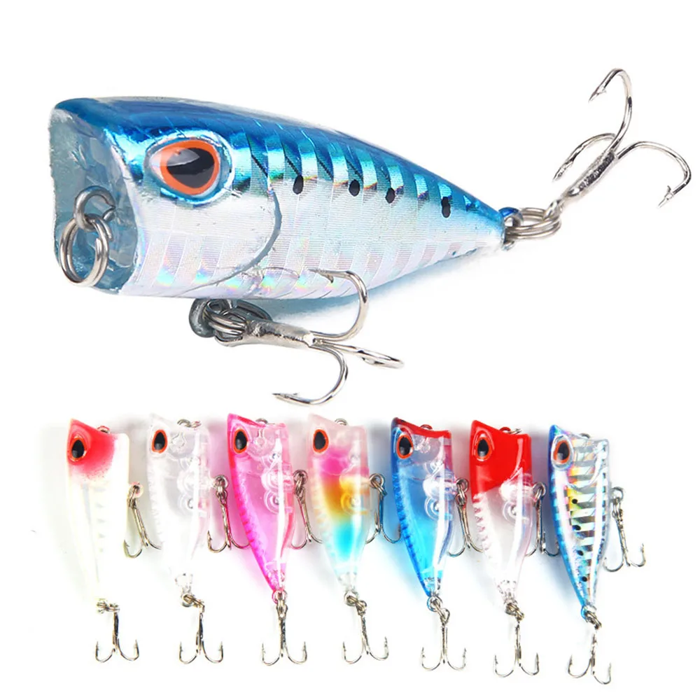 1 Uds 4cm 3,3g Popper señuelo de pesca cebo de pesca Artificial Crankbait Wobblers gancho de acero alto en carbono aparejos de pesca cebo señuelos - imagen 2